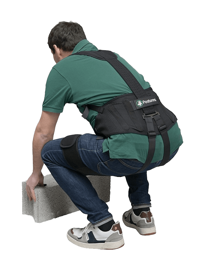 Exosquelette dorsal Dominique porté lors d’une position de levage