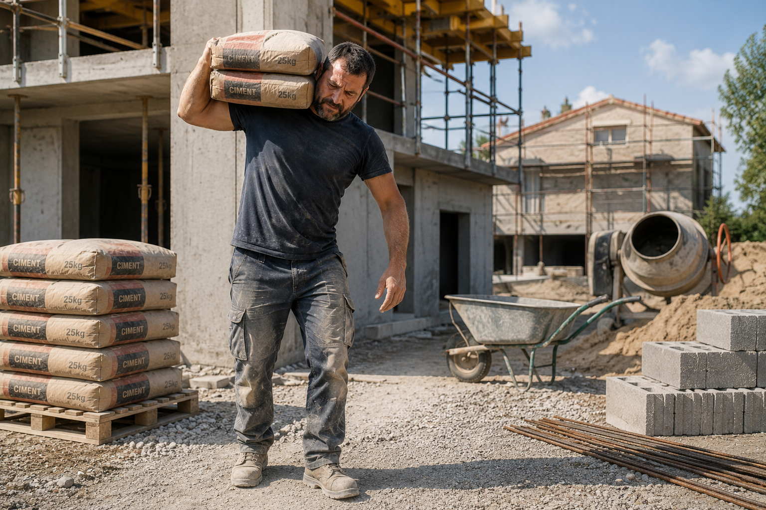 Port de charges lourdes sur chantier